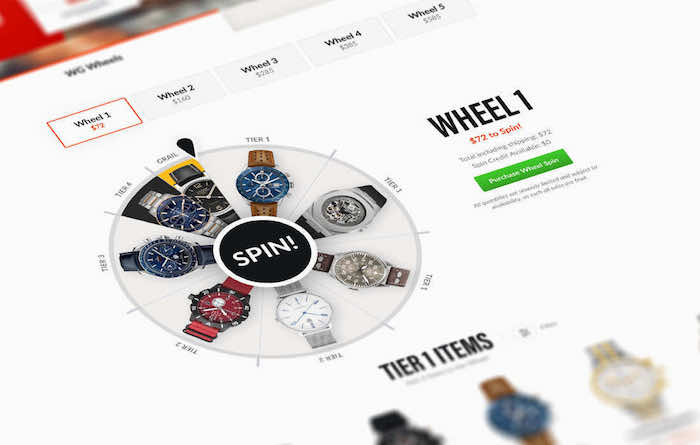 The Wheel of Watches screen